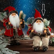 Santa postavička sediaca 40 cm s plnou taškou darčekov
